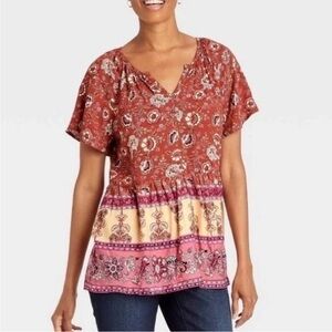KNOX ROSE BABYDOLL VNECK TOP